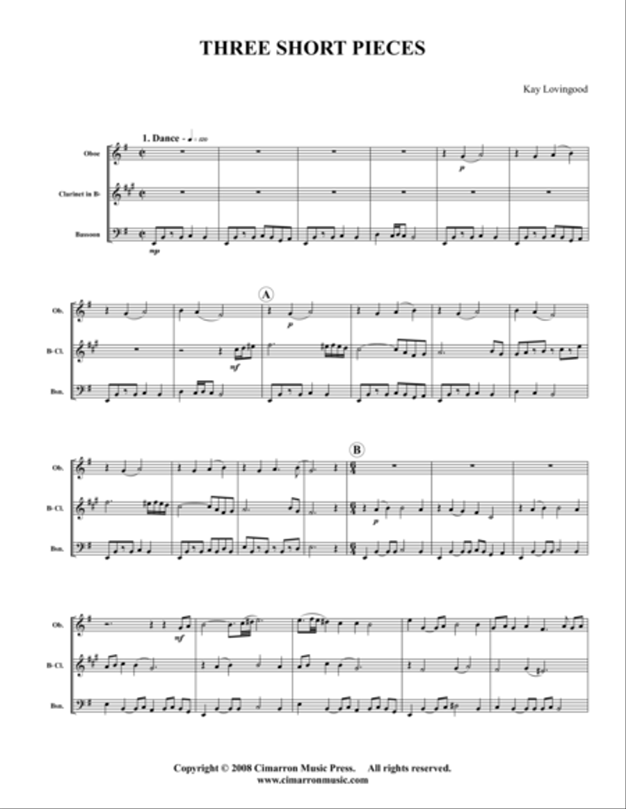 3 Short Pieces Woodwind Trio scores gallery preview page 1