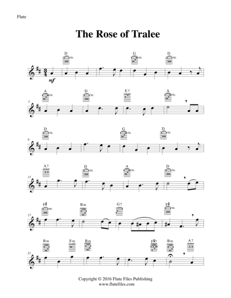 The Rose of Tralee - Flute Solo with Guitar Chords image number null