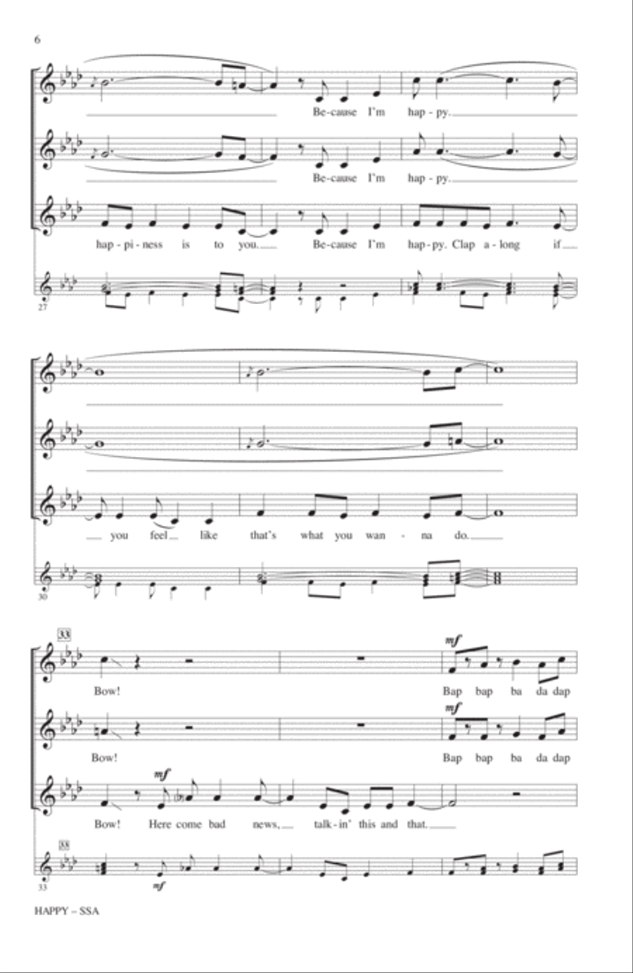 Happy (arr. Deke Sharon) Happy (arr. Deke Sharon) SSA scores gallery preview page 4