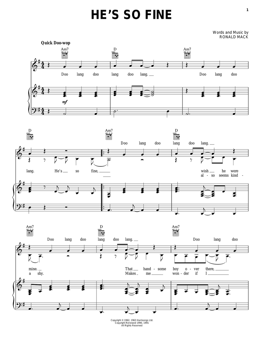 He's So Fine He's So Fine Acoustic Guitar scores gallery preview page 1