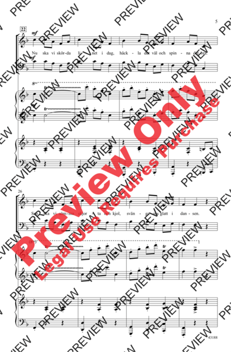 Swedish Harvest Song 4-Part scores gallery preview page 5
