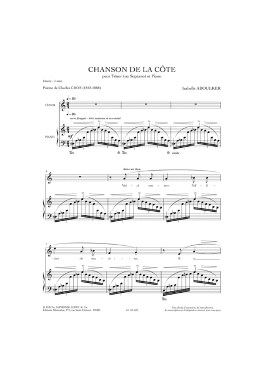 Chanson de la Côte Voice Solo scores gallery preview page 2