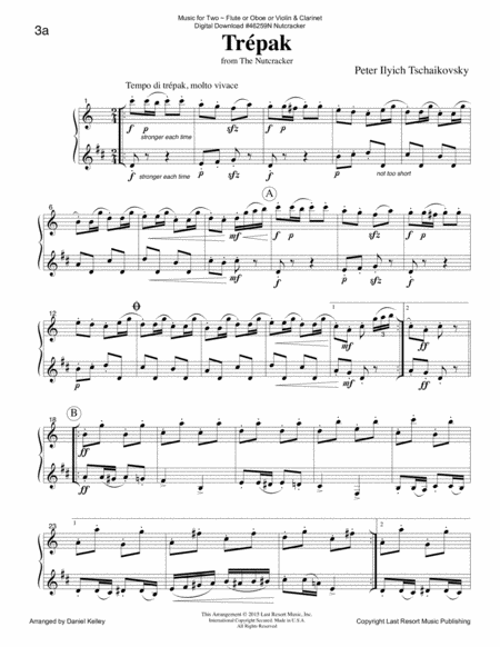 Trepak from The Nutcracker for Flute or Oboe or Violin & Clarinet Duet - Music for Two