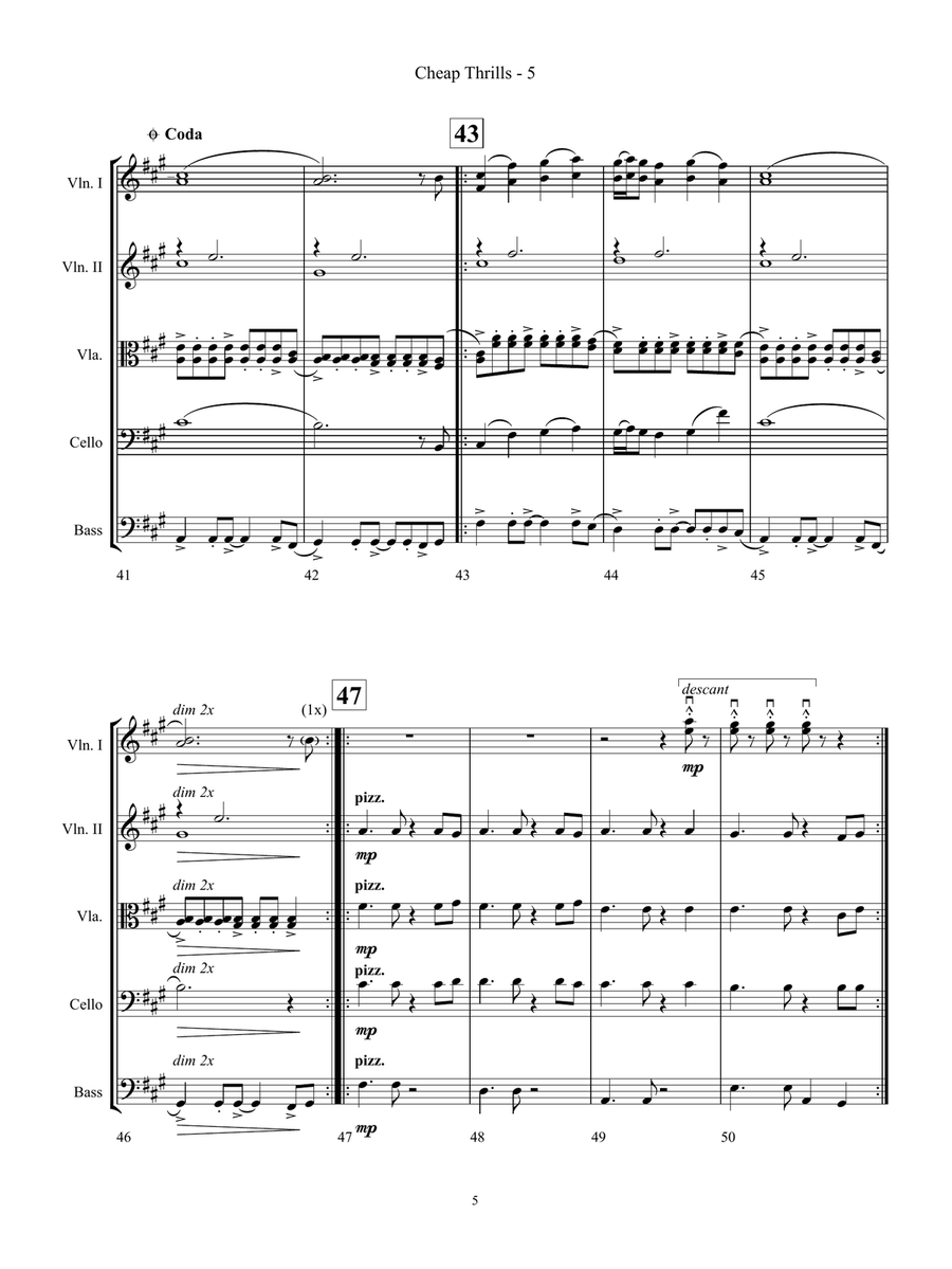 Cheap Thrills String Orchestra scores gallery preview page 5