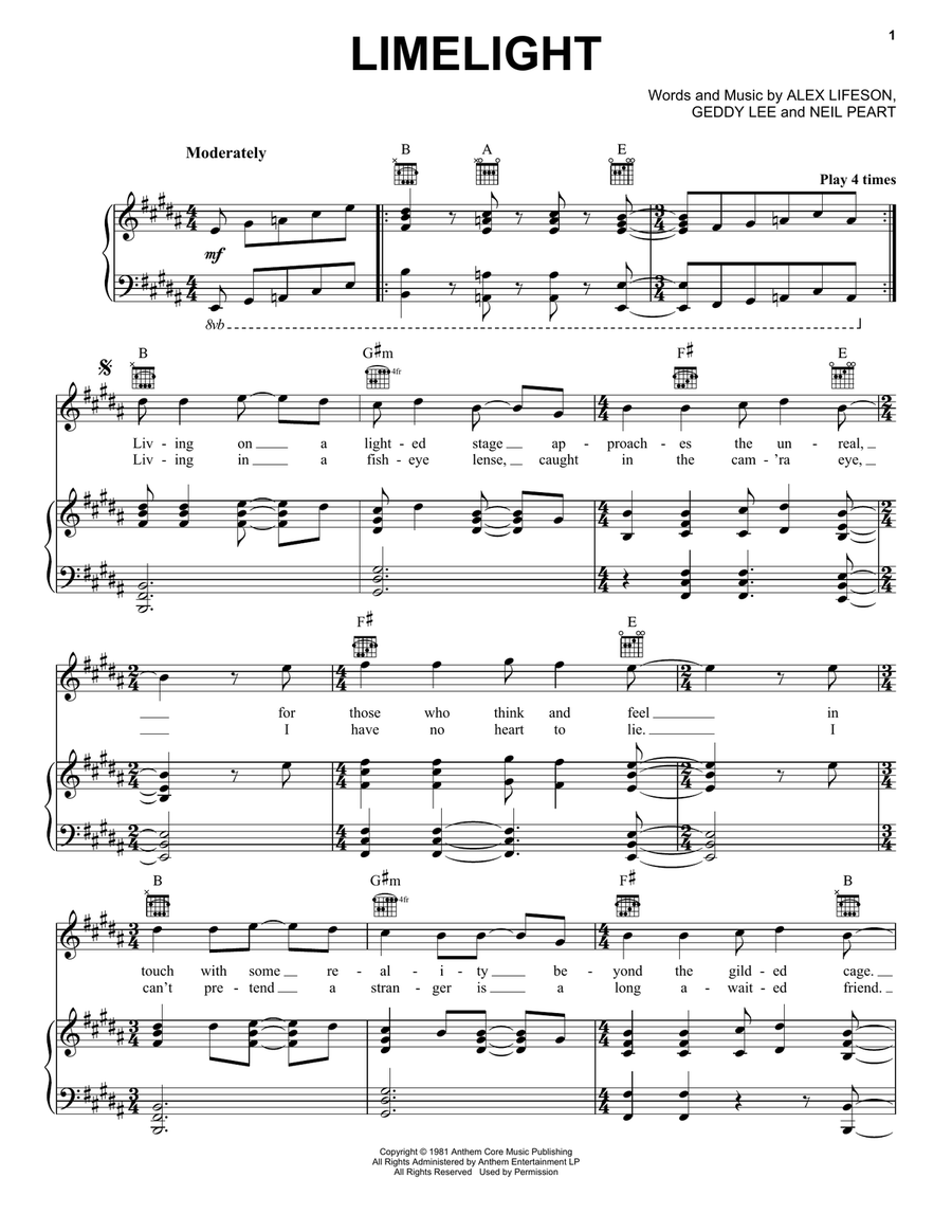 Limelight Piano, Vocal, Guitar scores gallery preview page 1