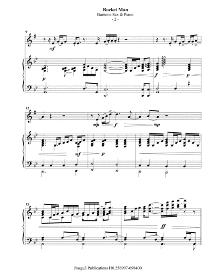 Rocket Man (I Think It's Gonna Be A Long Long Time) Baritone Saxophone scores gallery preview page 3
