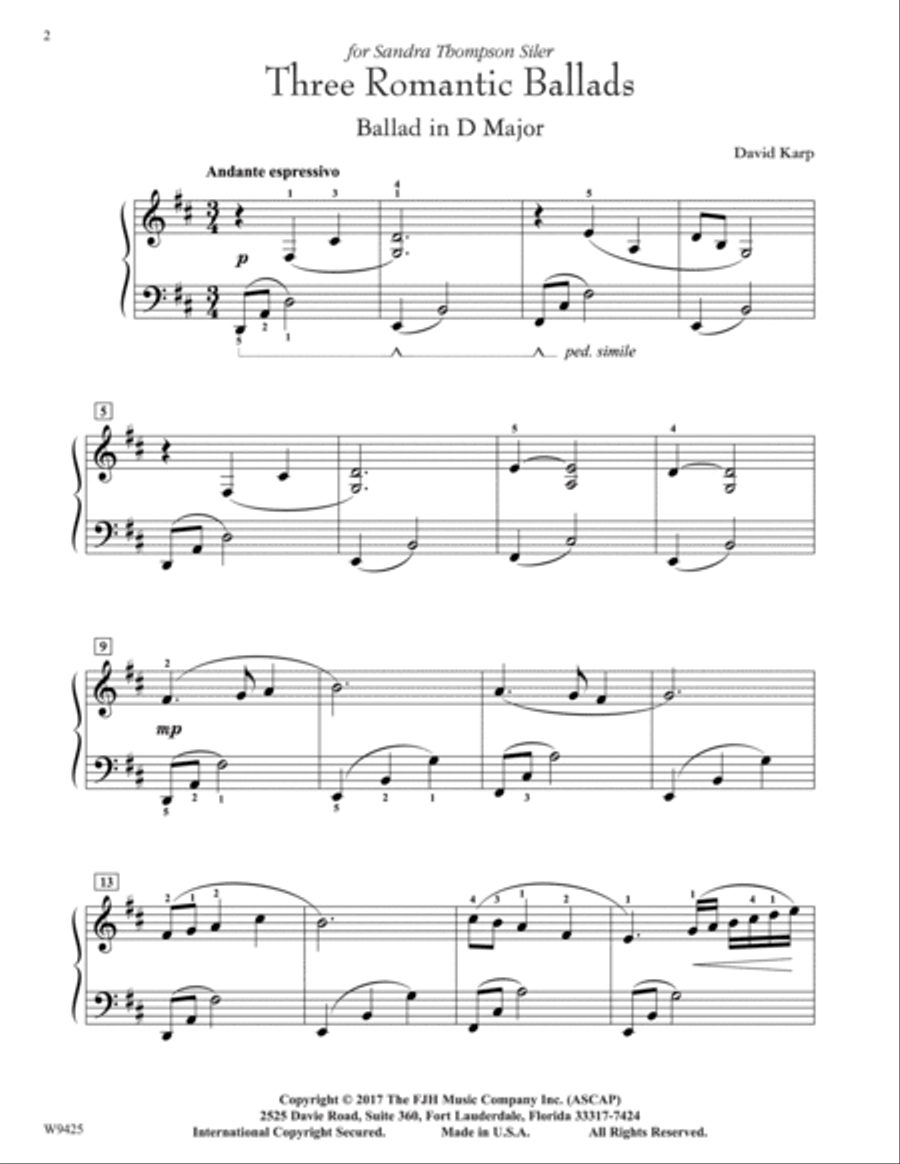 Three Romantic Ballads Three Romantic Ballads Piano Solo scores gallery preview page 2