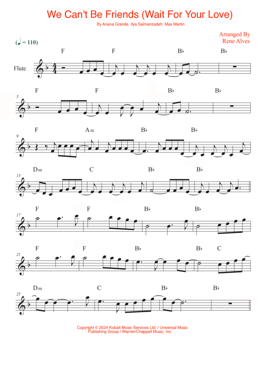We Can't Be Friends (Wait For Your Love) Flute Solo scores gallery preview page 1