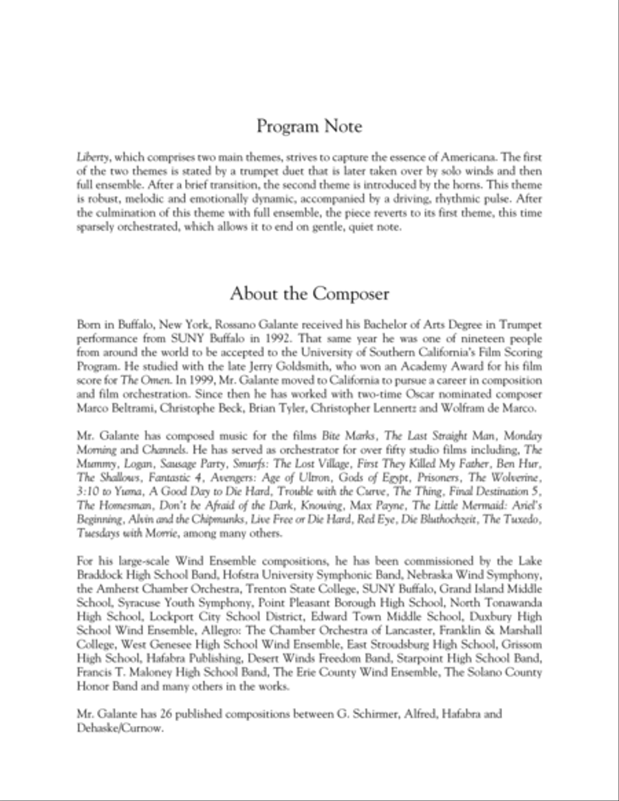 Liberty - Conductor Score (Full Score) Concert Band scores gallery preview page 2