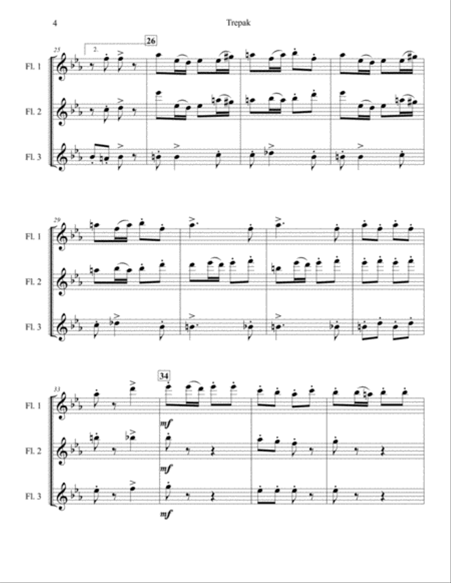 Trepak from The Nutcracker Suite for Three Flutes Flute Trio scores gallery preview page 4