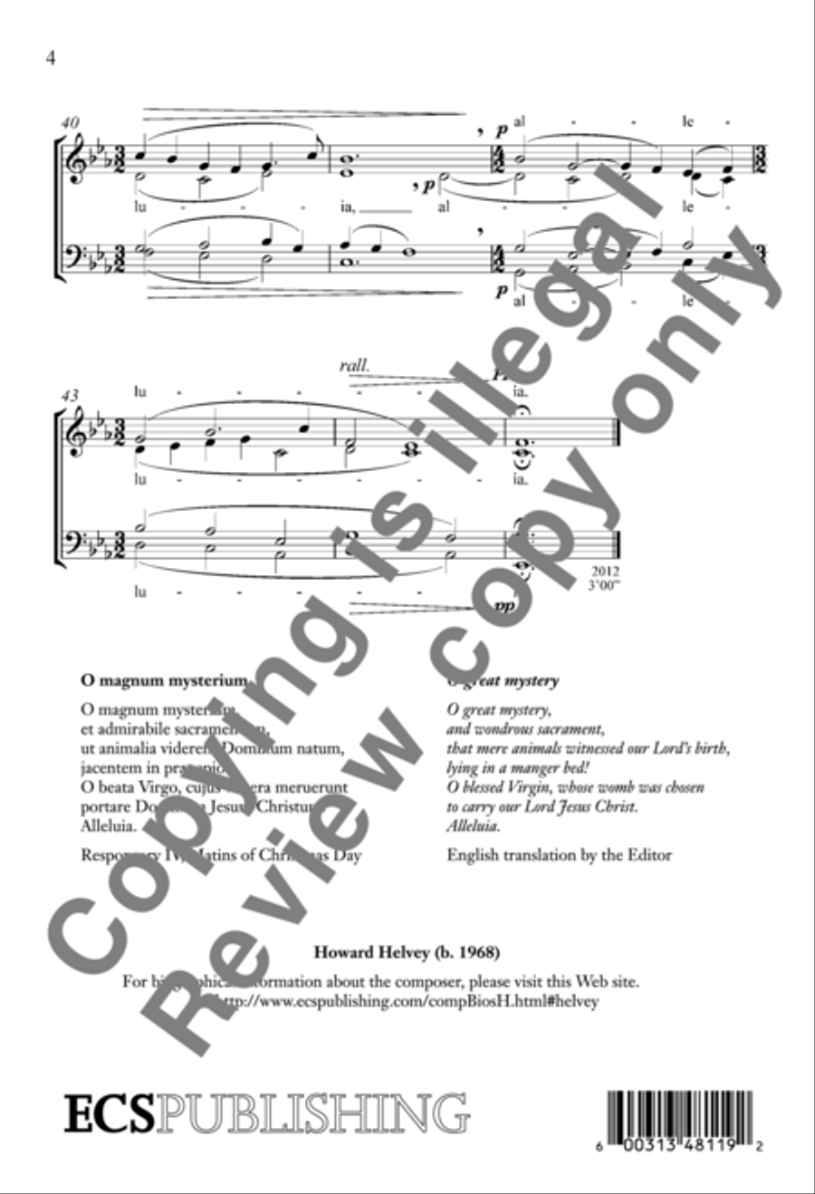O magnum mysterium 4-Part scores gallery preview page 9