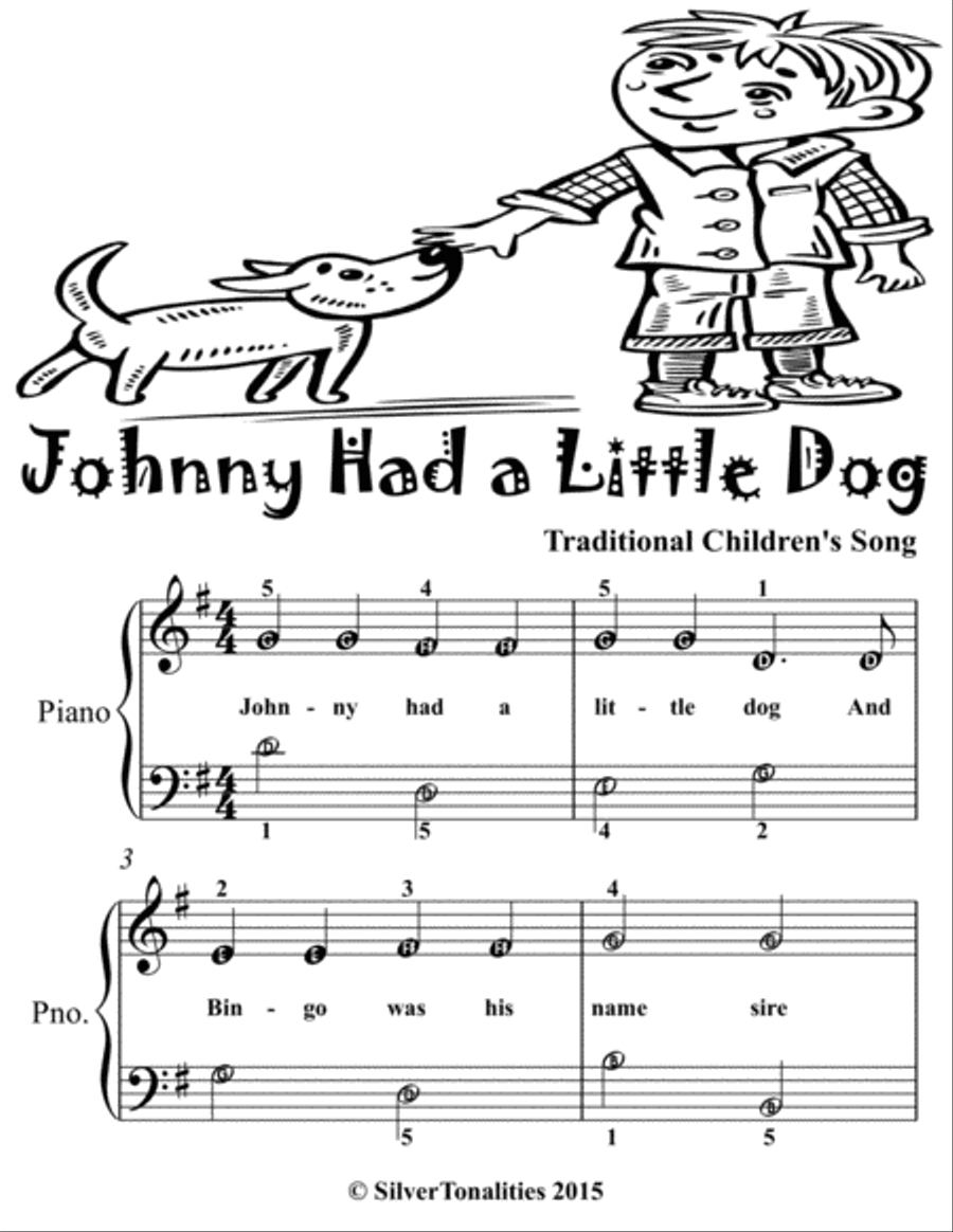 Johnny Had a Little Dog Easiest Piano Sheet Music 2nd Edition Easy Piano scores gallery preview page 2