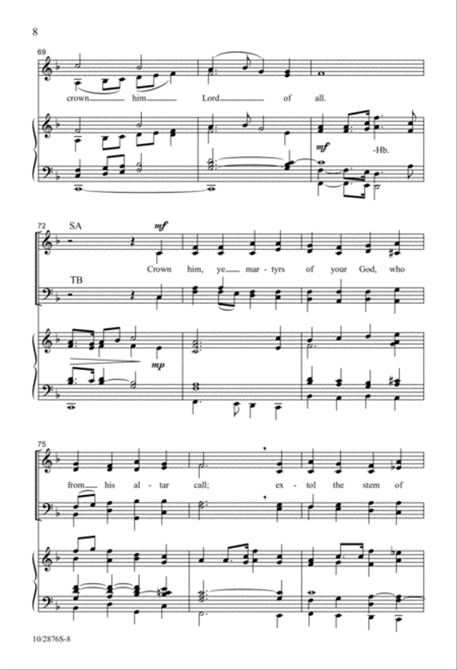 And Crown Him Lord Of All 4-Part scores gallery preview page 8