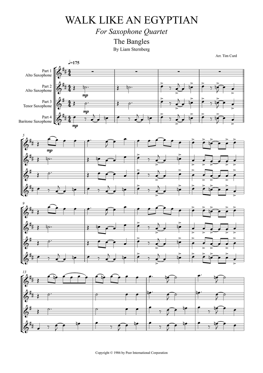 Walk Like An Egyptian by The Bangles Woodwind Quartet - Digital Sheet Music page 2