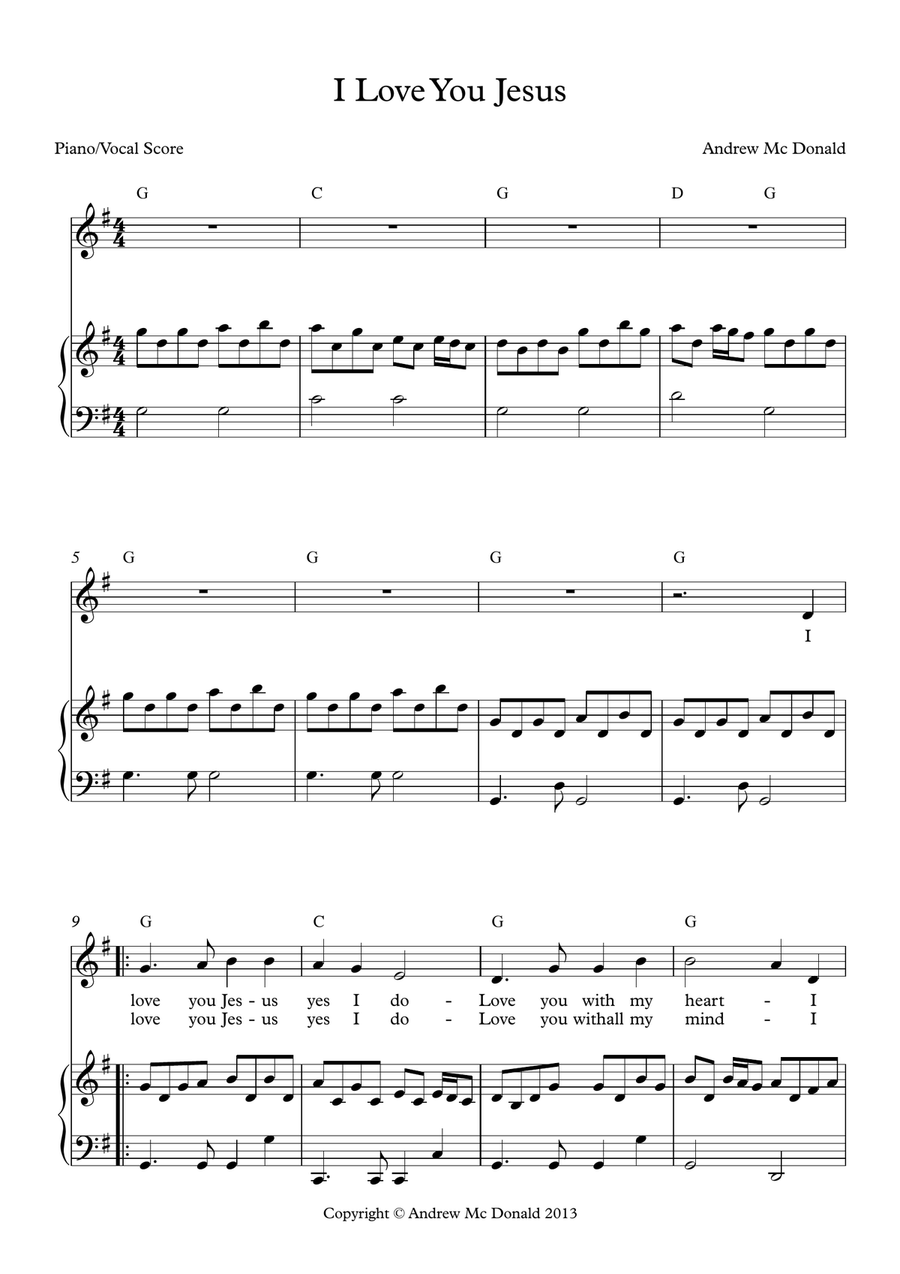 I Love You Jesus I Love You Jesus Piano, Vocal scores gallery preview page 2