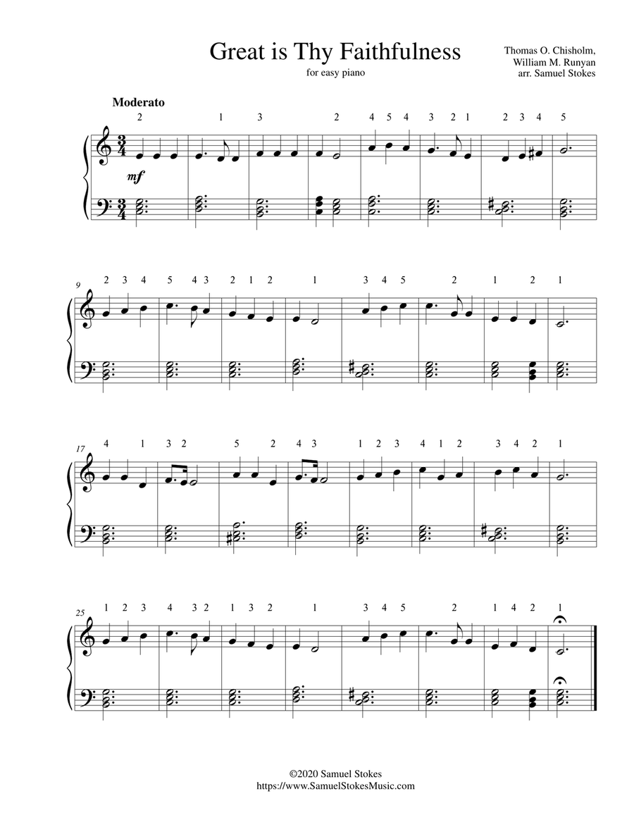 Great is Thy Faithfulness - for easy piano Easy Piano scores gallery preview page 1