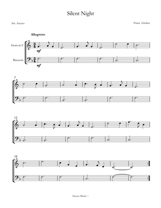 Silent Night carol for beginners sheet music for Horn and Bassoon