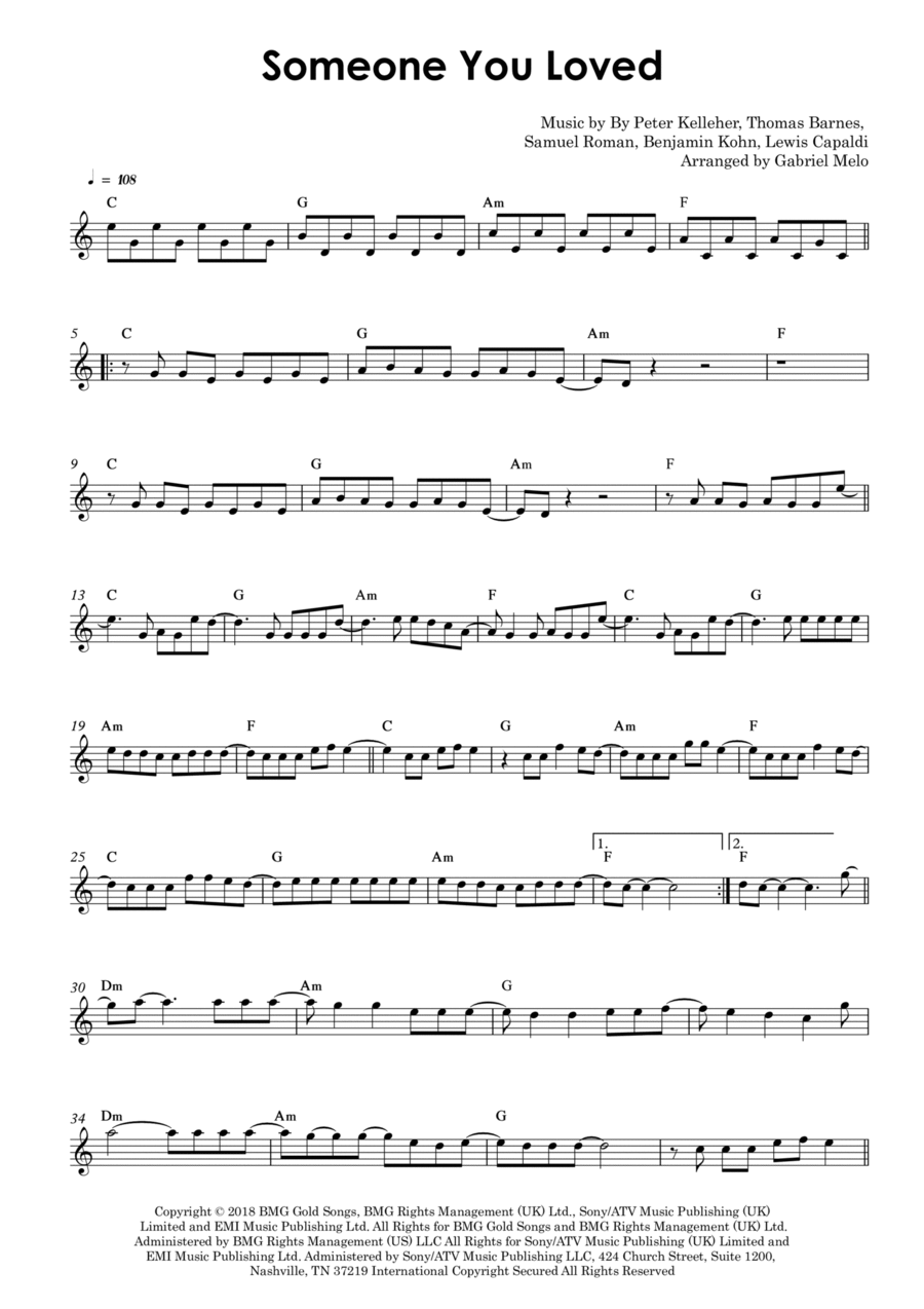 Someone You Loved Piano scores gallery preview page 1