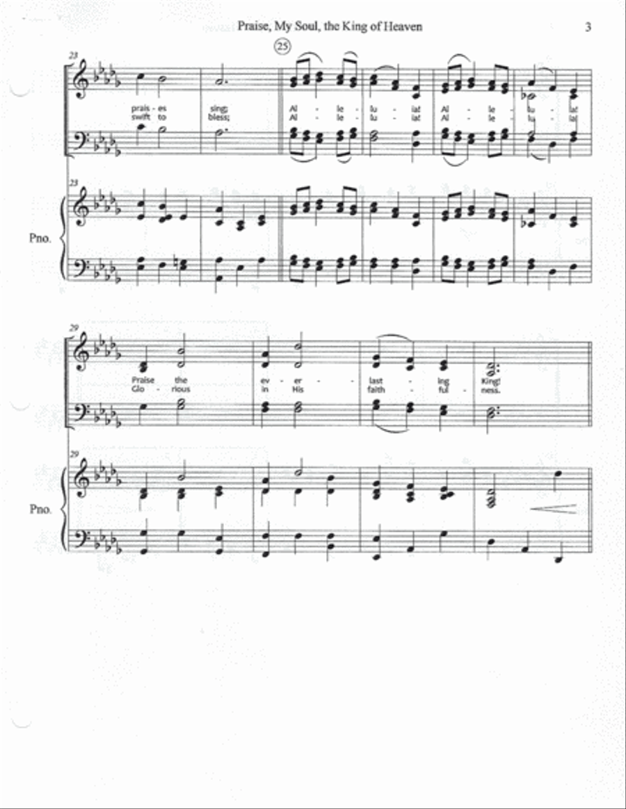 Praise, My Soul, the King of Heaven 4-Part scores gallery preview page 3