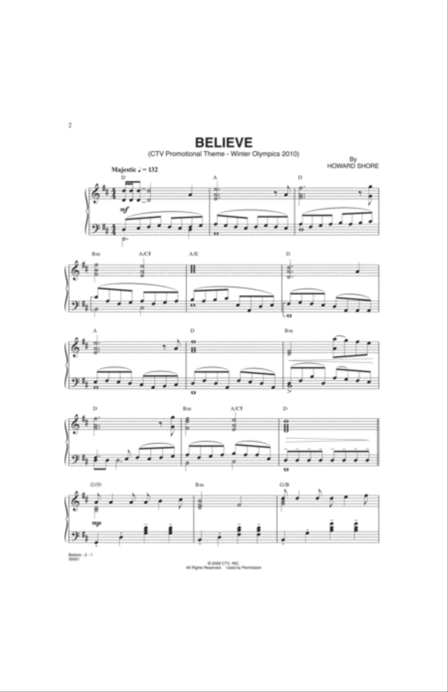Believe (Winter Olympics 2010) Small Ensemble scores gallery preview page 2
