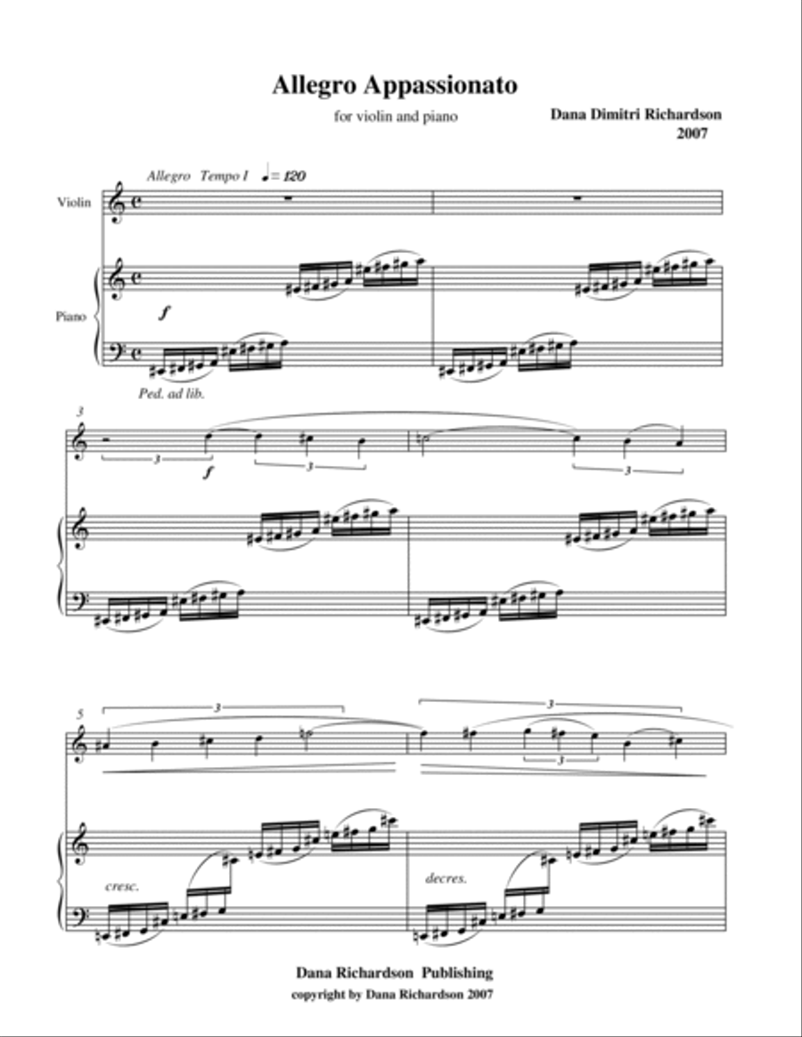 Allegro Appassionato Violin Solo scores gallery preview page 2