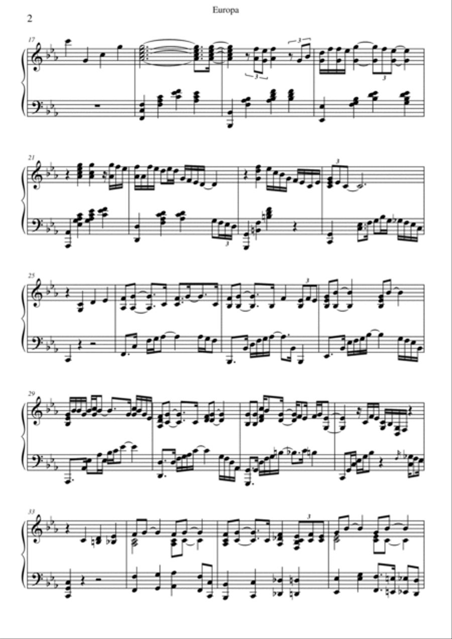 Europa Piano Solo scores gallery preview page 2