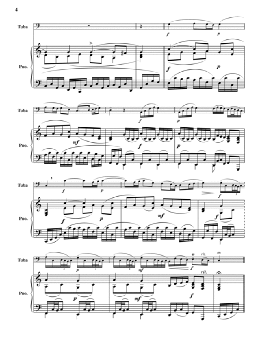 Aria con Variazioni, from the Fifth Harpsichord Suite Tuba scores gallery preview page 4