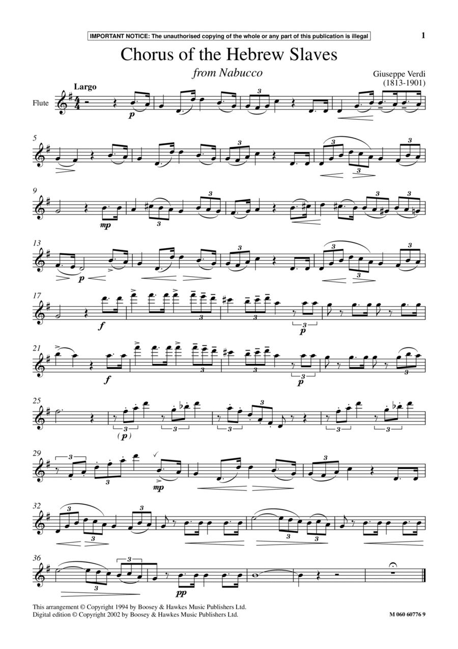 Chorus Of The Hebrew Slaves (from Nabucco) Choir scores gallery preview page 1