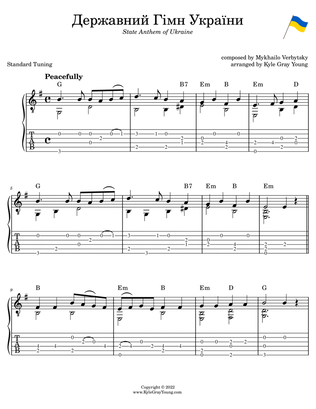 State Anthem Of Ukraine (fingerpicking guitar tablature)