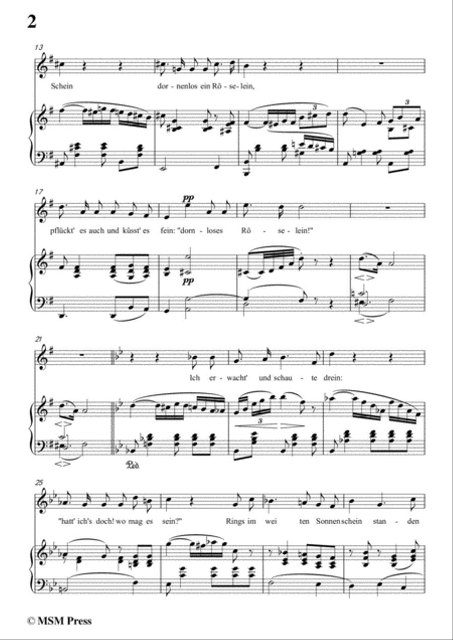 Schumann-Röselein,Röselein,in G Major,for Voice and Piano Voice Solo scores gallery preview page 4