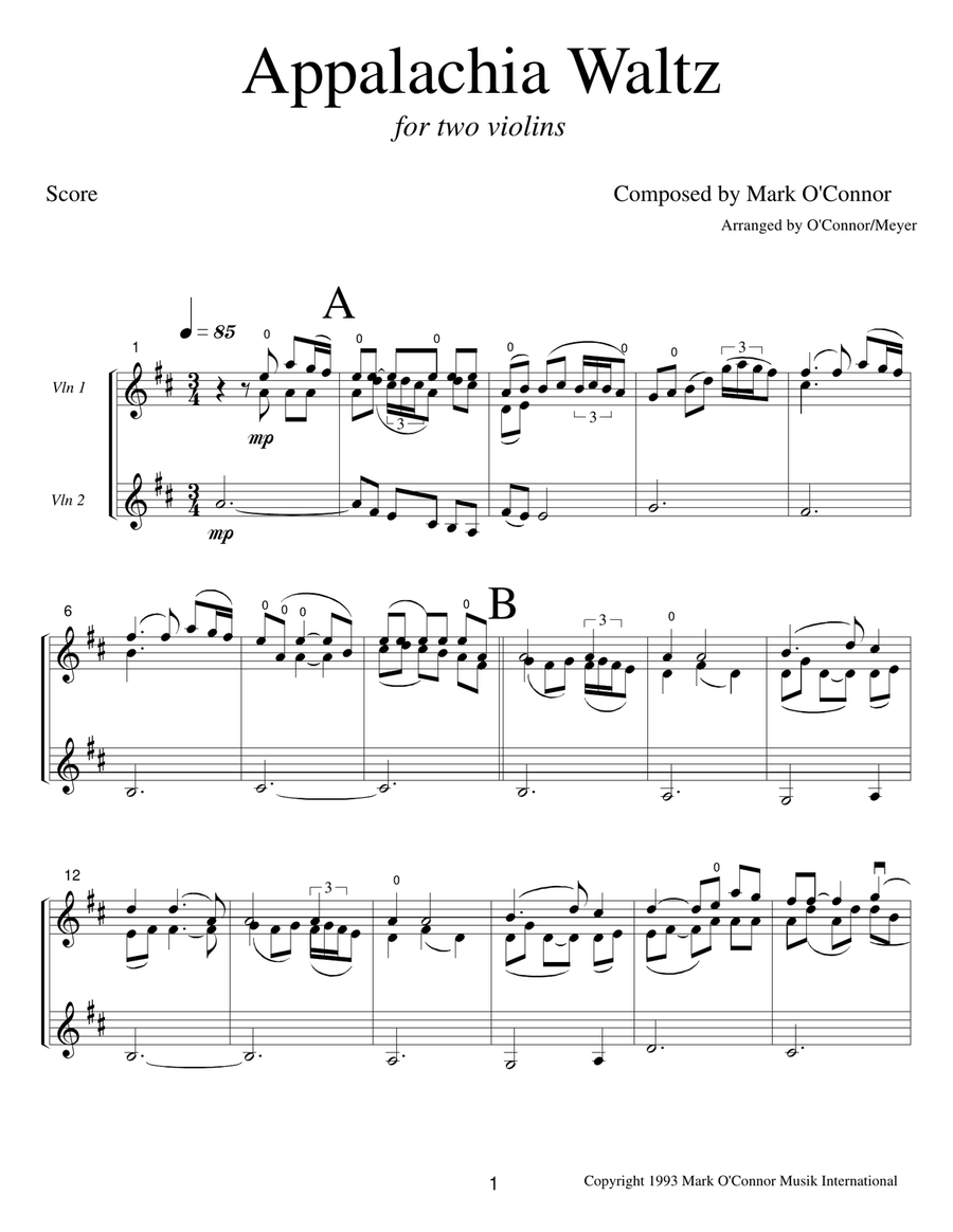 Appalachia Waltz (score - two violins) Violin scores gallery preview page 4