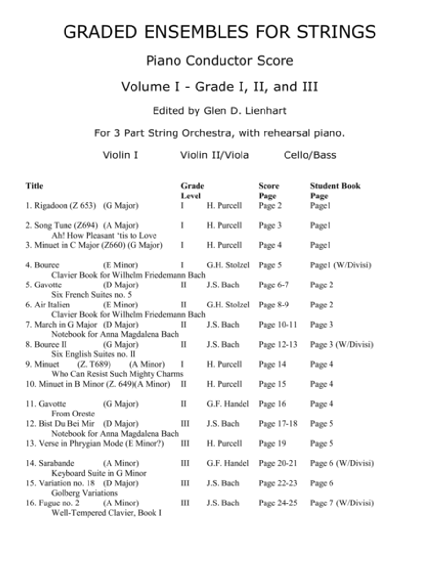 GRADED ENSEMBLES FOR STRINGS - VOLUME I - Extra Score String Trio scores gallery preview page 1