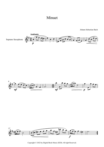 Minuet (In D Minor) - Johann Sebastian Bach (Soprano Sax)