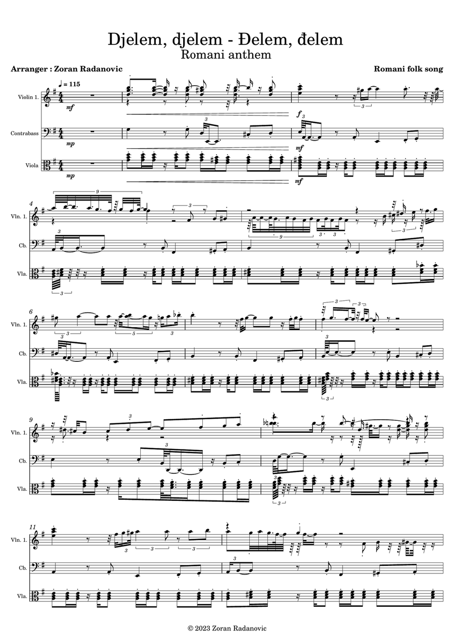 Djelem djelem - Đelem, đelem - for string trio String Trio scores gallery preview page 5