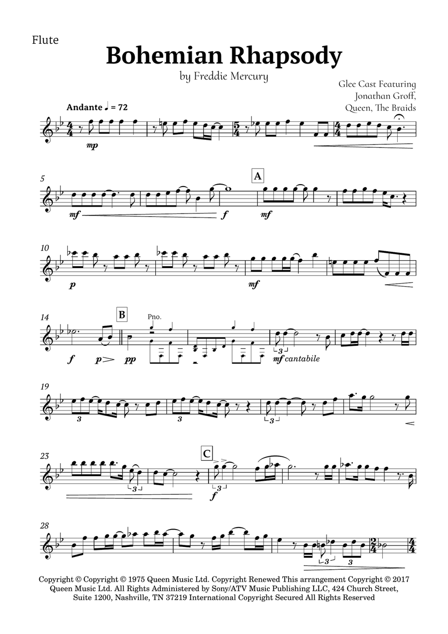 Bohemian Rhapsody Flute Solo scores gallery preview page 2