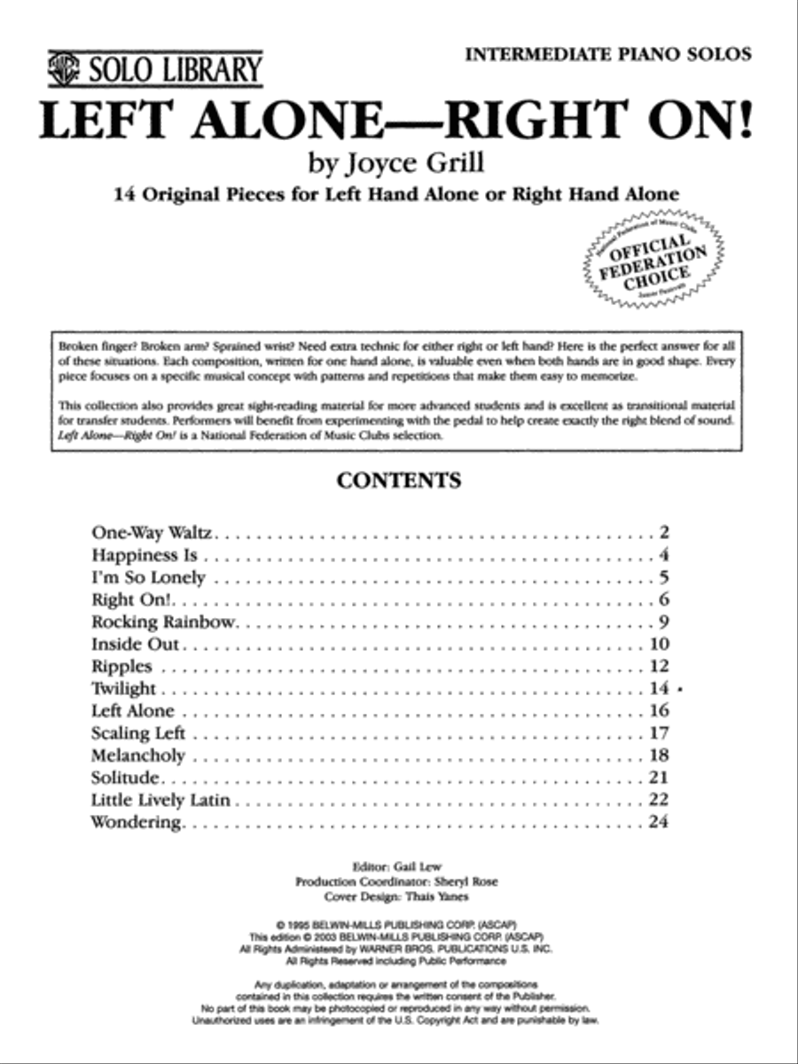 Left Alone -- Right On! Piano Solo scores gallery preview page 2