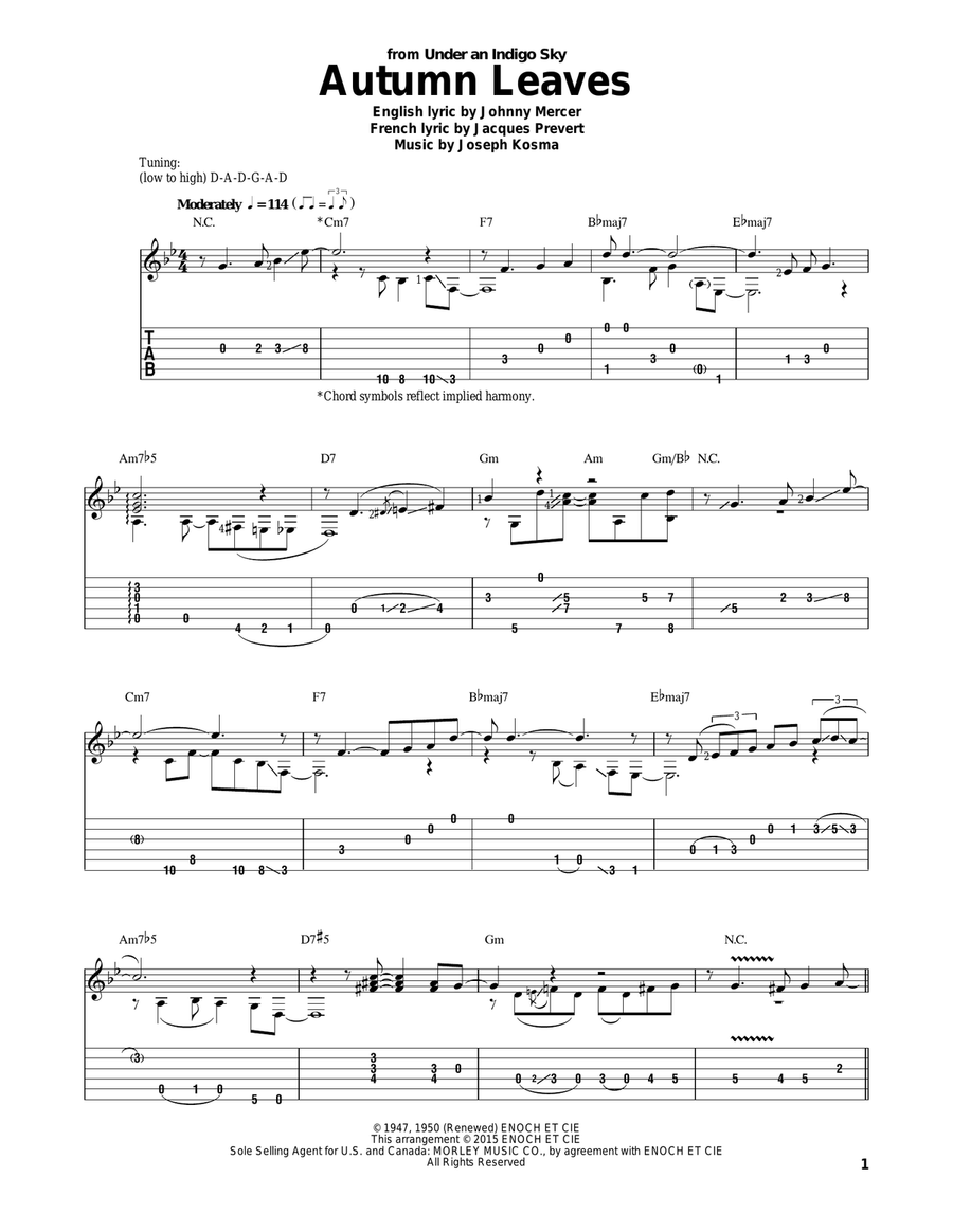 Autumn Leaves Acoustic Guitar scores gallery preview page 1
