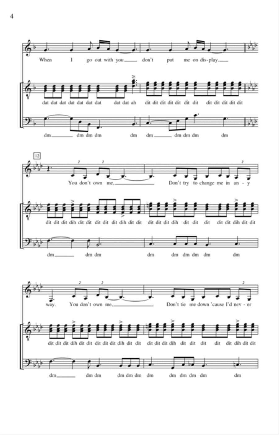 You Don't Own Me (arr. Deke Sharon) 4-Part scores gallery preview page 3