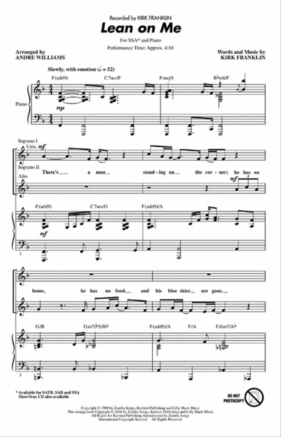Lean on Me Lean on Me SSA scores gallery preview page 2