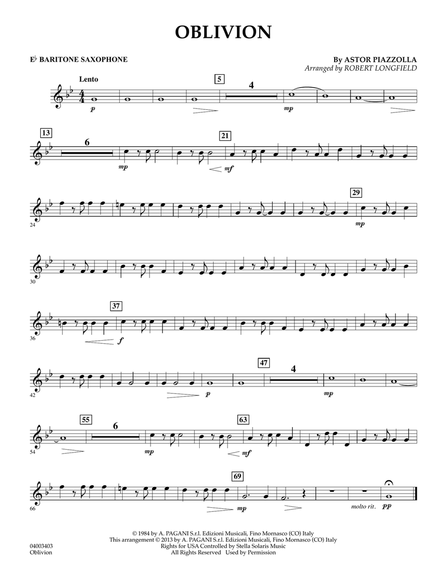 Oblivion - Eb Baritone Saxophone