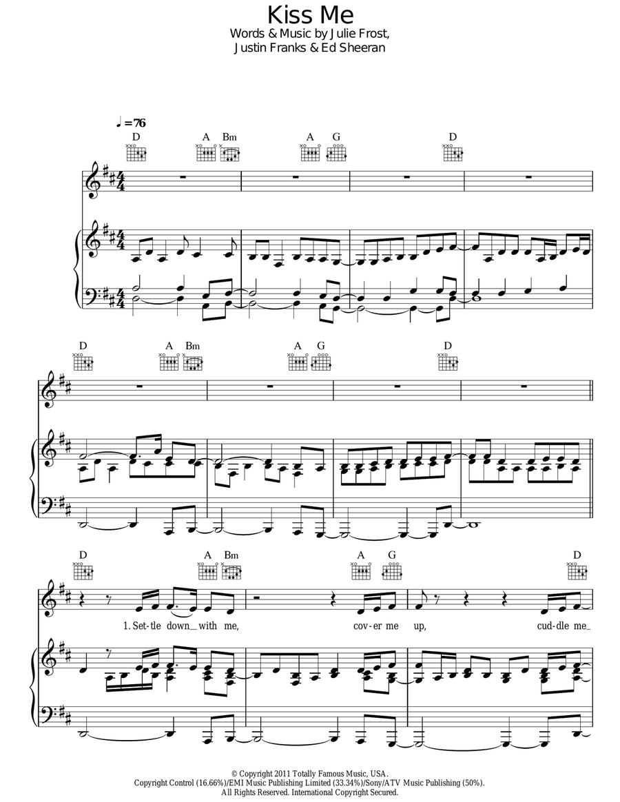 Kiss Me Acoustic Guitar scores gallery preview page 1