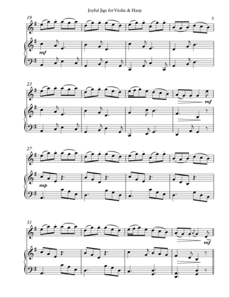 Joyful Jigs, Duet for Violin and Harp String Duet scores gallery preview page 3