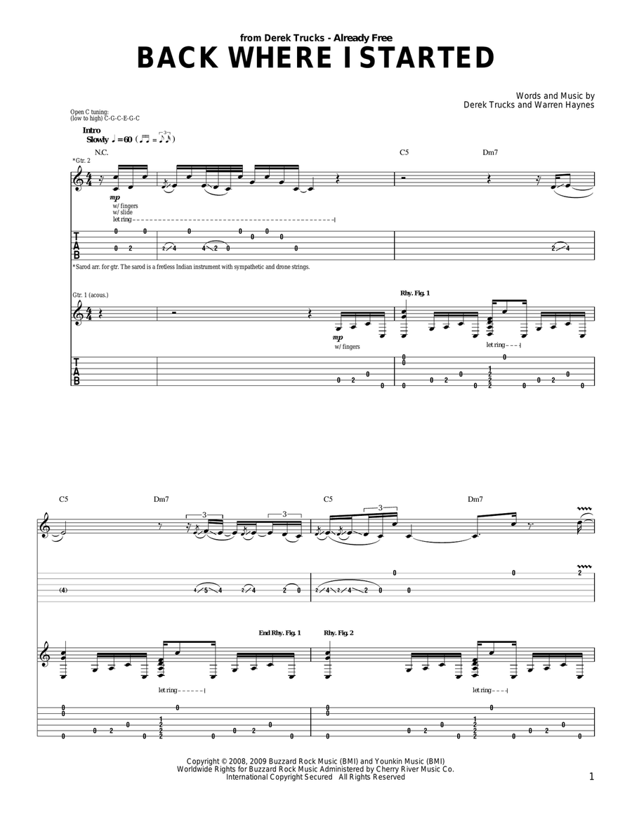 Back Where I Started Acoustic Guitar scores gallery preview page 1