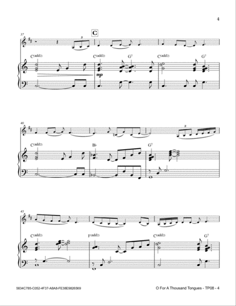 O For A Thousand Tongues Trumpet Solo scores gallery preview page 5