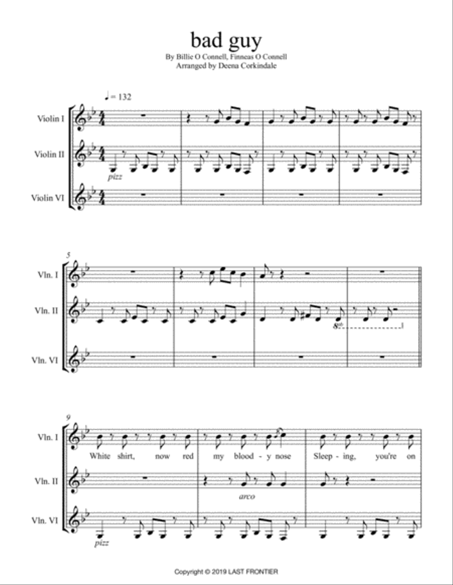 Bad Guy Violin Solo scores gallery preview page 1