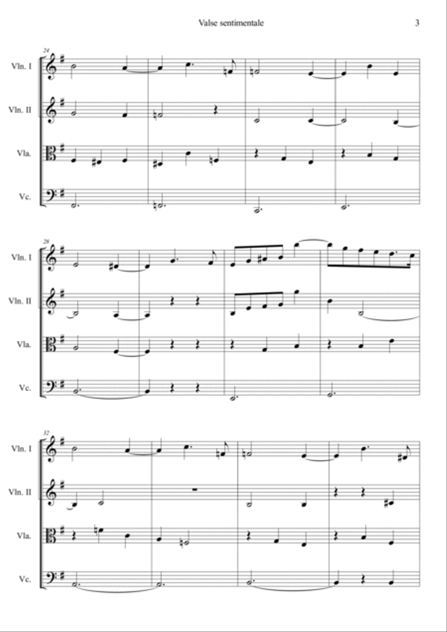 Valse sentimentale Op.51, No.6 String Quartet scores gallery preview page 3