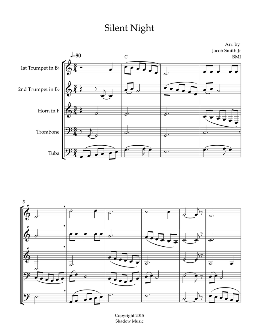 Silent Night Christmas scores gallery preview page 1