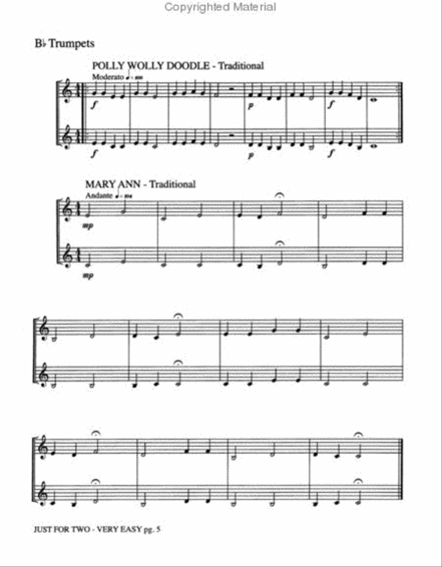 Just for Two Very Easy Just for Two Very Easy Trumpet Duet scores gallery preview page 3