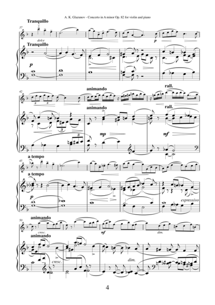 Glazunov - Concerto in A minor Op. 82  for violin and piano