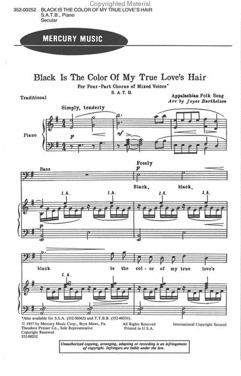 Black Is the color of My True Love's Hair
